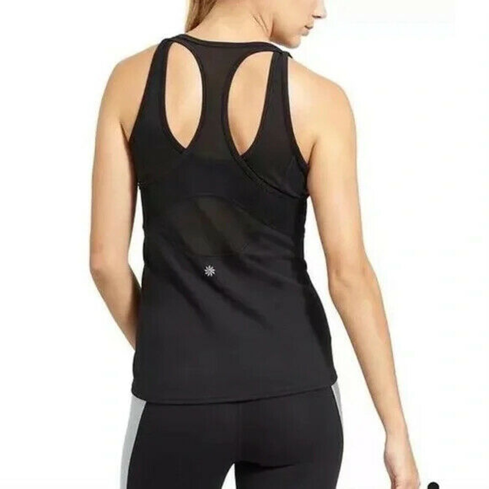 Athleta Inversion Tank Top S Black Racerback Mesh Wicking Breathable